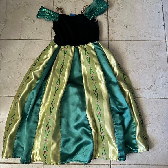 Disney Frozen Princess Anna Coronation Dress Halloween Costume Toddler 4-6 Kids - Picture 2 of 11
